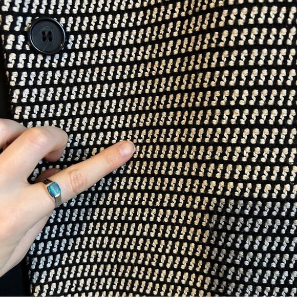 Ann Taylor Black and White Tweed Single Breasted 3/4-Sleeve Jacket Size Medium - Picture 10 of 15